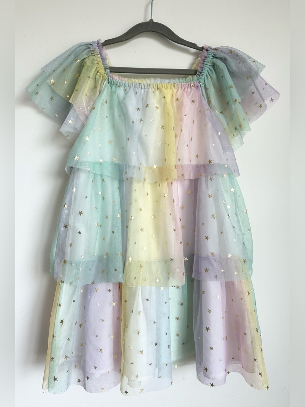 Like New! MINI BODEN Pastel Rainbow Star Tulle Dress Size 8-9Y
